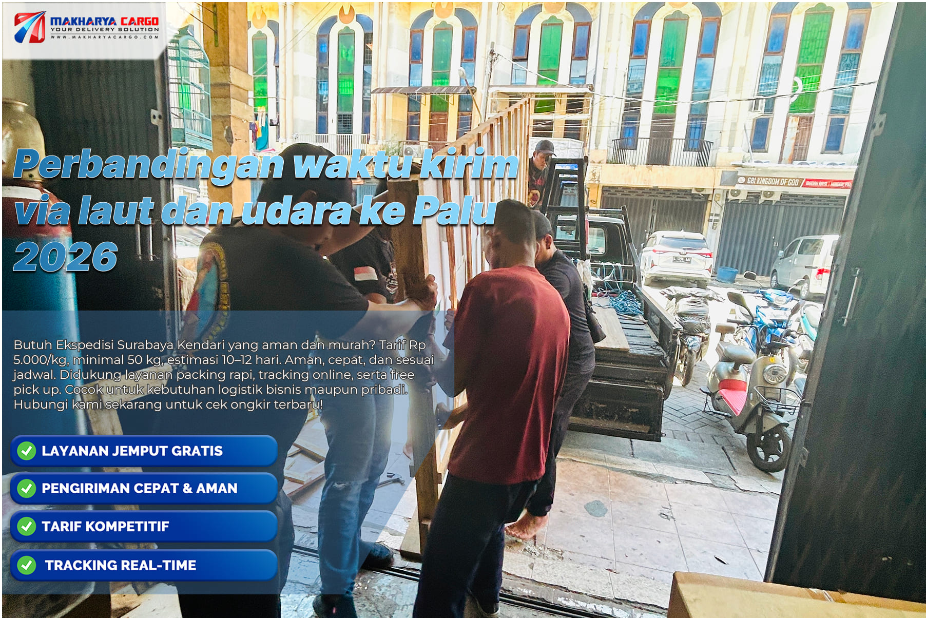 perbandingan waktu kirim via laut dan udara ke Palu