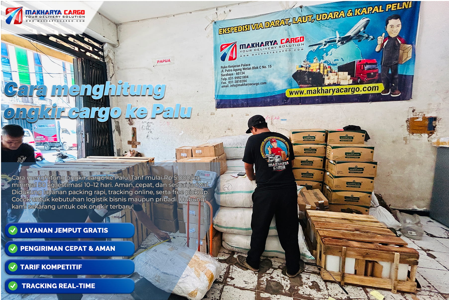 Cara menghitung ongkir cargo ke Palu