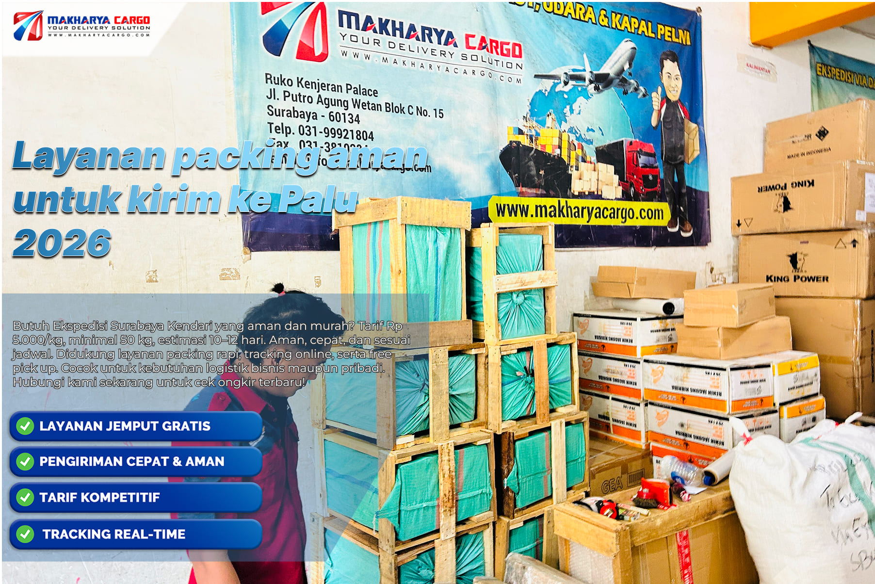 layanan packing aman untuk kirim ke Palu dengan packing kayu profesional