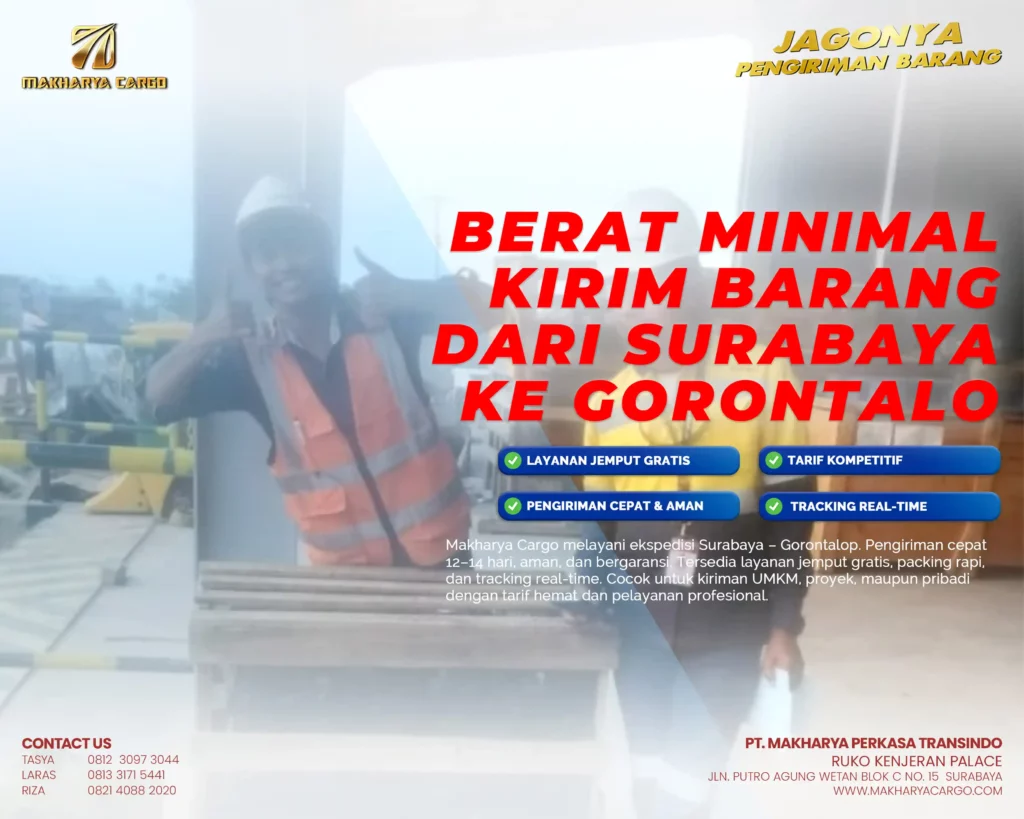 berat minimal kirim barang dari surabaya ke gorontalo 