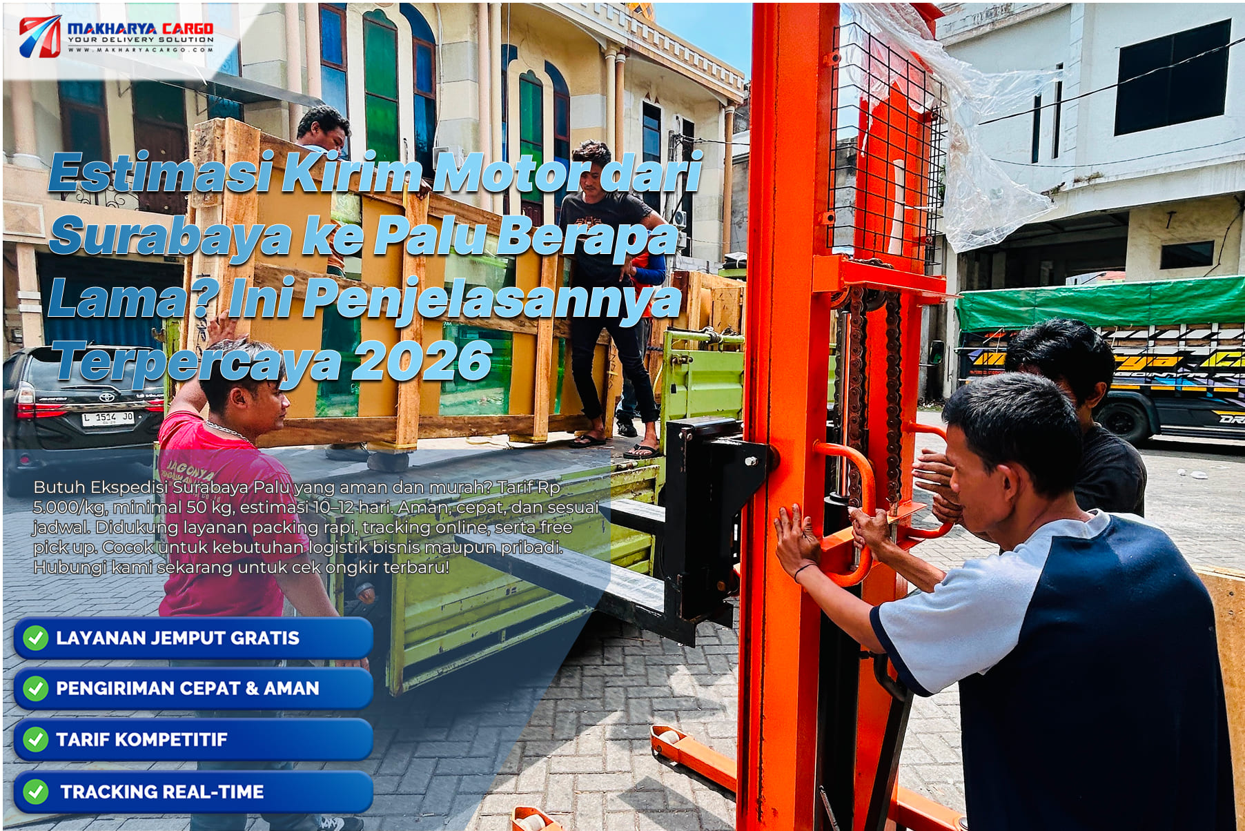 Estimasi kirim motor dari Surabaya ke Palu