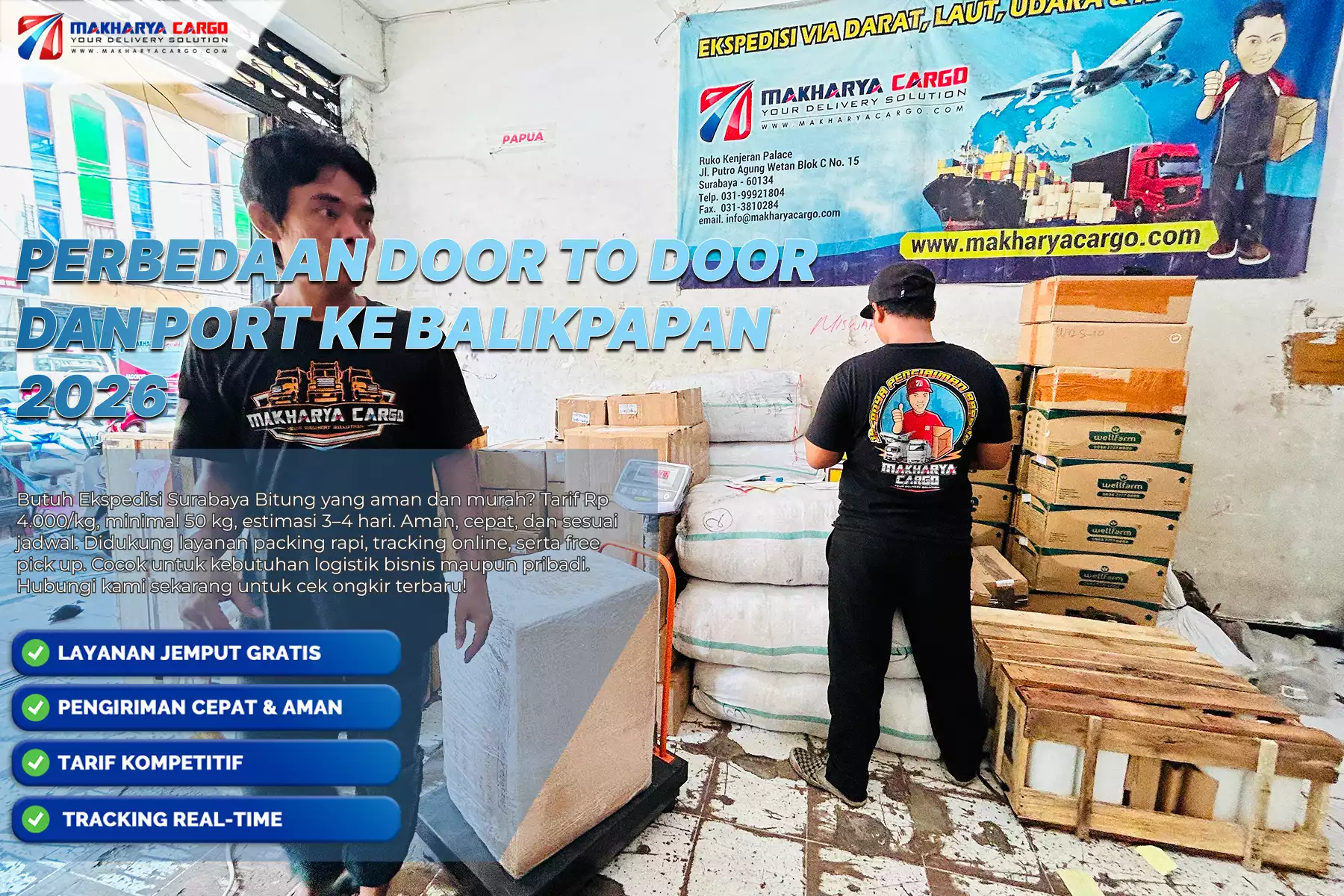 perbedaan door to door dan port ke balikpapan 