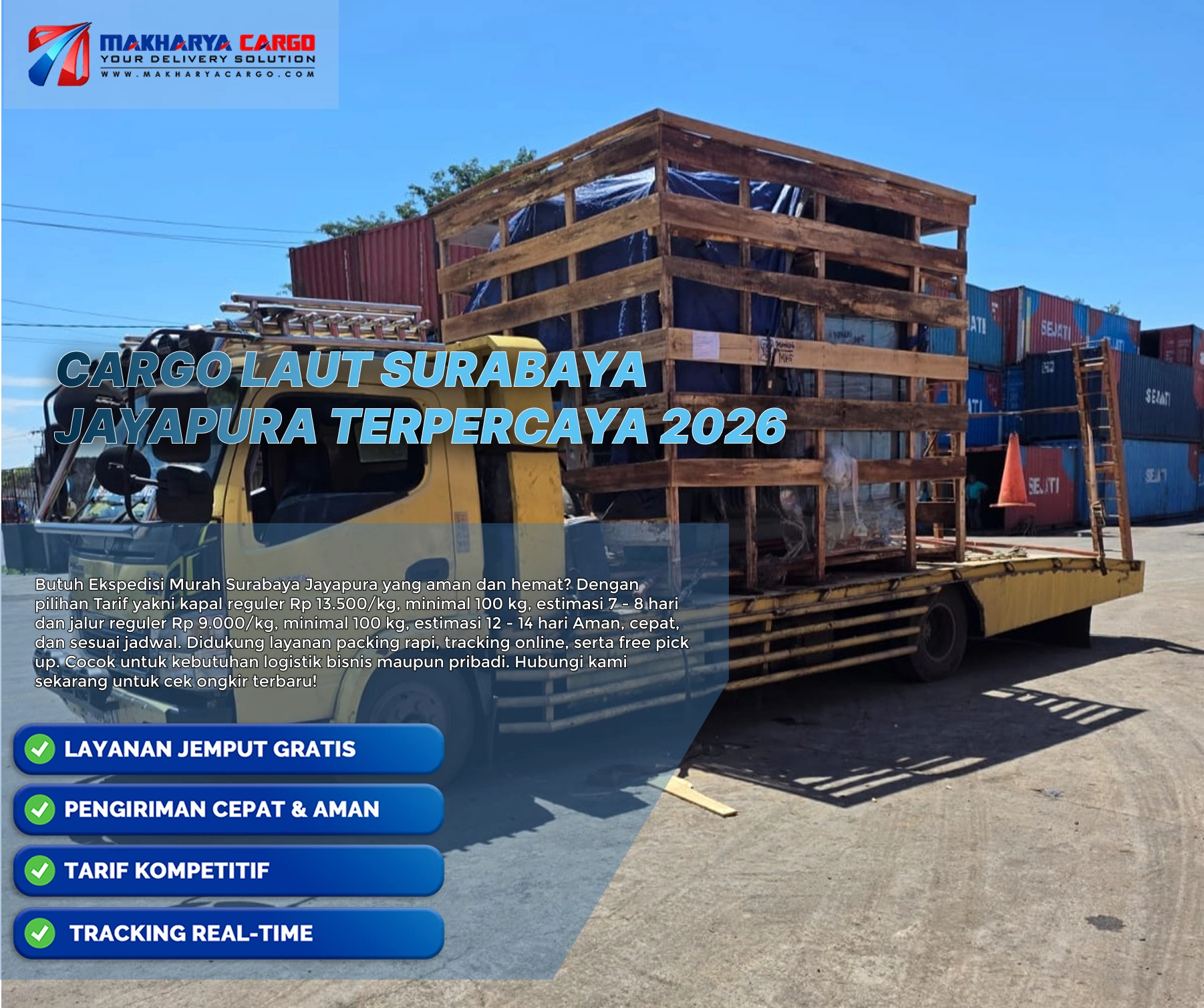 cargo laut surabaya jayapura menggunakan container untuk distribusi barang