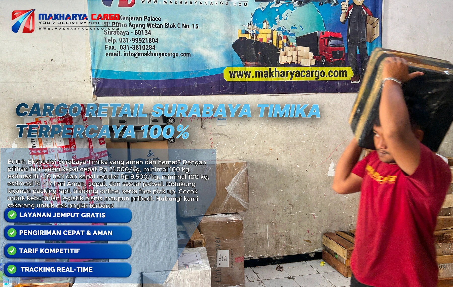 cargo retail surabaya timika untuk distribusi barang dagangan usaha