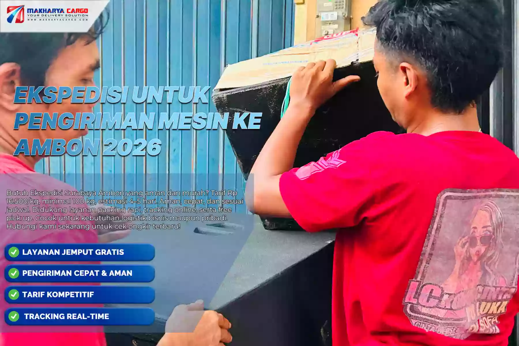 Ekspedisi untuk pengiriman mesin ke Ambon