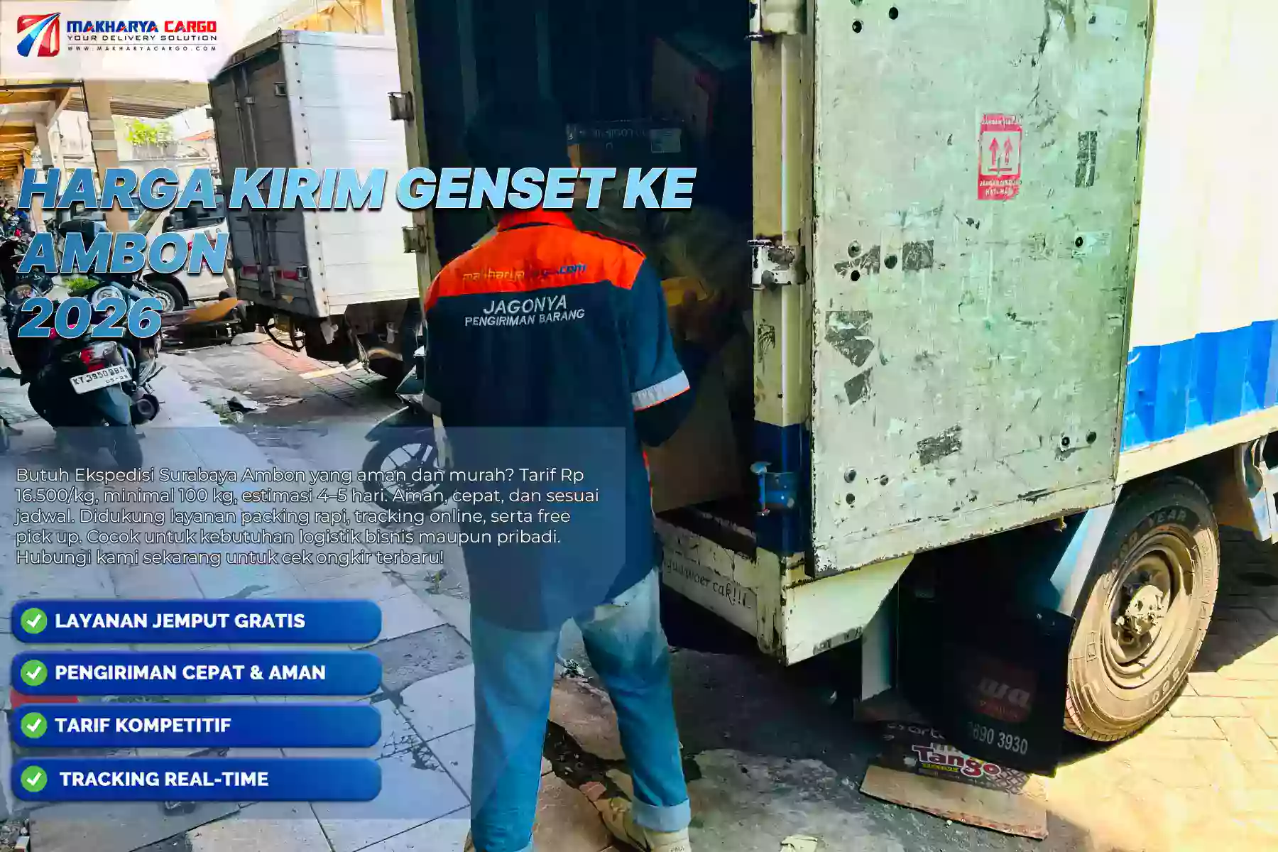 Harga kirim barang Genset ke Ambon