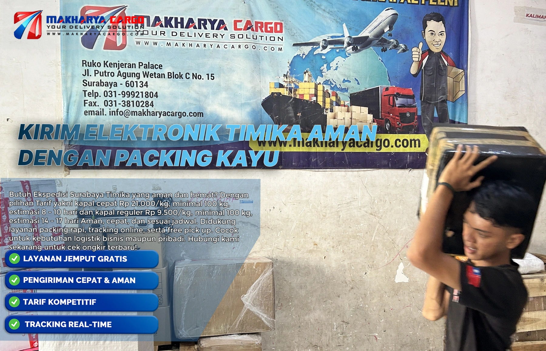 proses pengemasan barang elektronik menggunakan bubble wrap dan packing kayu