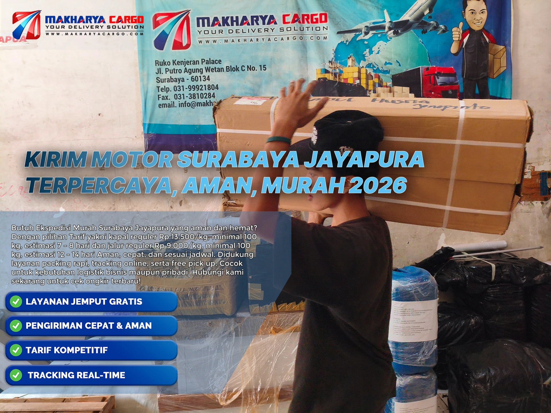 kirim motor surabaya jayapura dengan sistem handling kendaraan yang aman