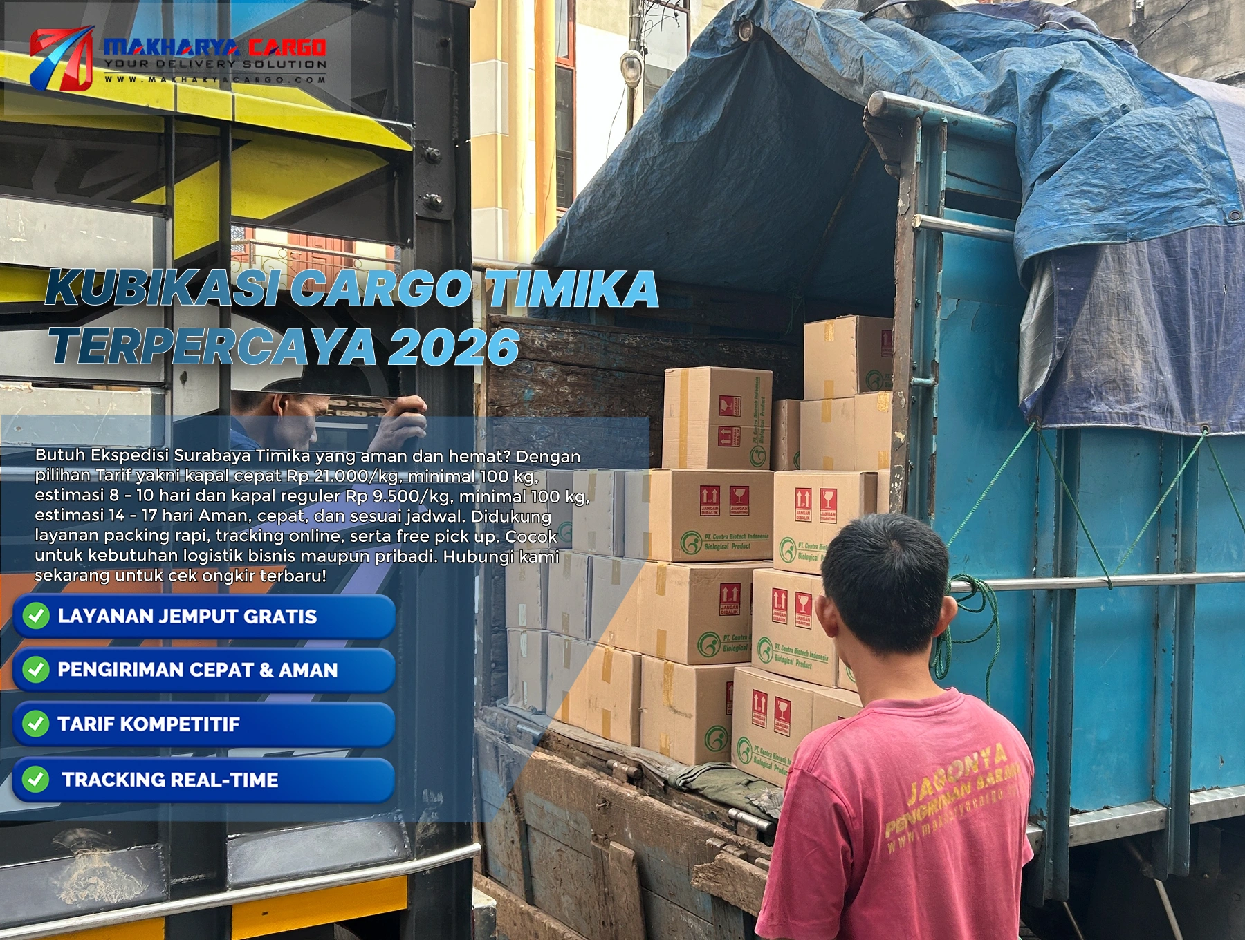 Proses kubikasi cargo timika untuk pengiriman barang via kapal laut