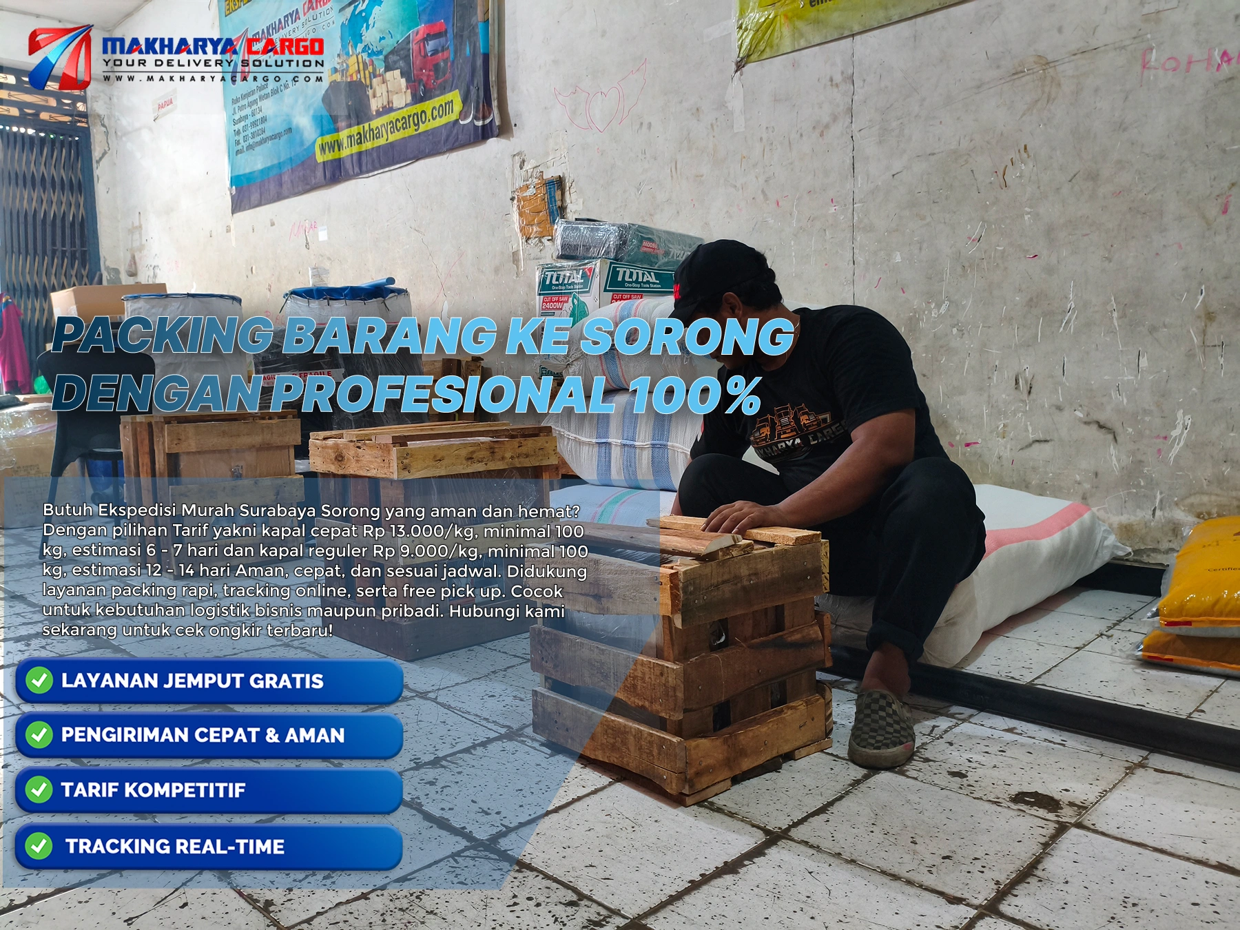 packing barang ke sorong menggunakan pelindung cargo aman