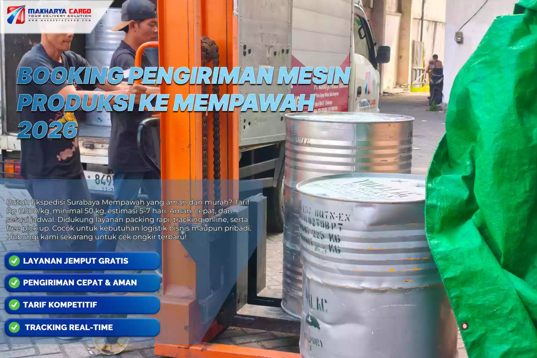 Booking Pengiriman Mesin Produksi ke Mempawah