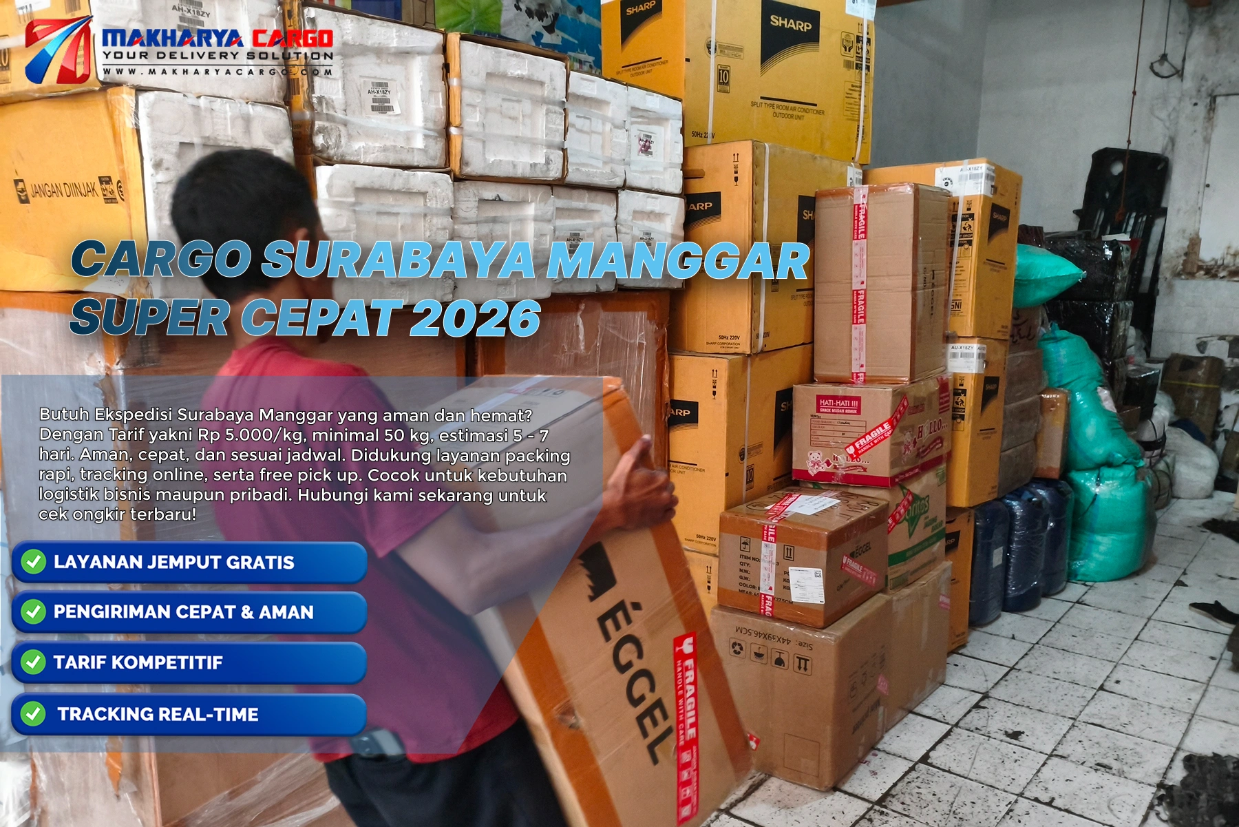 Cargo Surabaya Manggar untuk pengiriman barang besar dan berat.