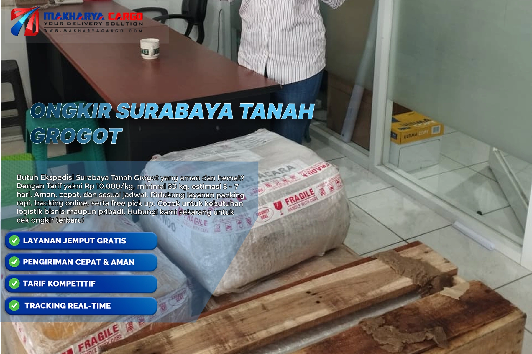 Cara menghitung ongkir Surabaya Tanah Grogot berdasarkan berat aktual dan berat volume.